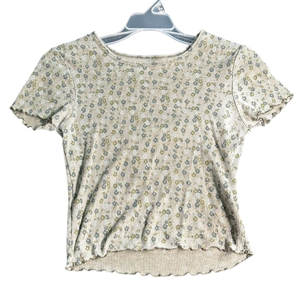 American eagle waffled green floral baby tee - Picture 2 of 4